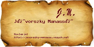 Jávorszky Manassé névjegykártya